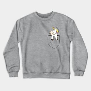 Cute Funny Happy  Unicorn In Pocket Artwork Crewneck Sweatshirt